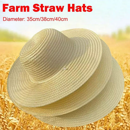 Summer Simple Straw Hats Women Men Wide Brim Beach Sun Hat Uv Protection Fishing Caps Farm Straw Hat With Windproof Rope Panama