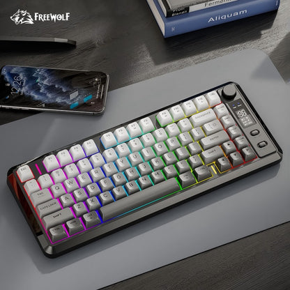 Teclado sem fio com tela M75, Bluetooth Dual-mode, teclas esféricas PBT gradiente, teclado gamer