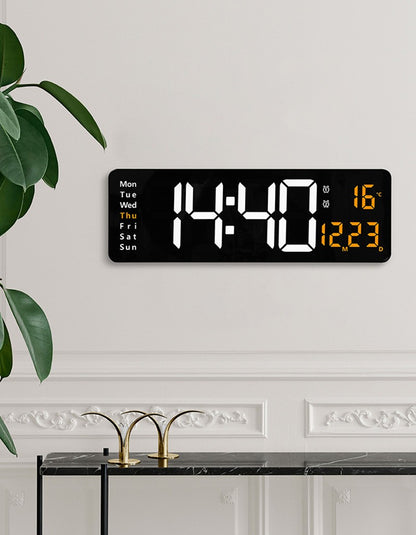 Large Digital Wall Clock Temp Date Week Display Remote Control Power Off Memory Table Clock Wall-mounted Dual Alarms LED Clocks