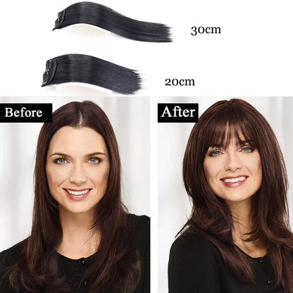 MERISI HAIR Apliques de Cabelo Sintético Liso Invisível com 2 Presilhas, Aumento de Volume, Extensões de Cabelo, Cobertura Lateral Superior