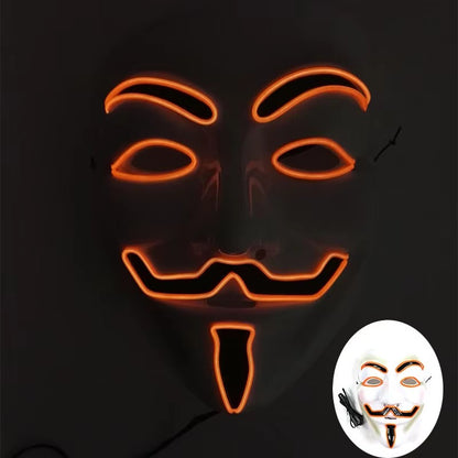 Halloween LED Vendetta Mask Night Club Carnival Party Festival Decoration Cosplay Vendetta Guy Fawkes Mascara Glowing V Mask
