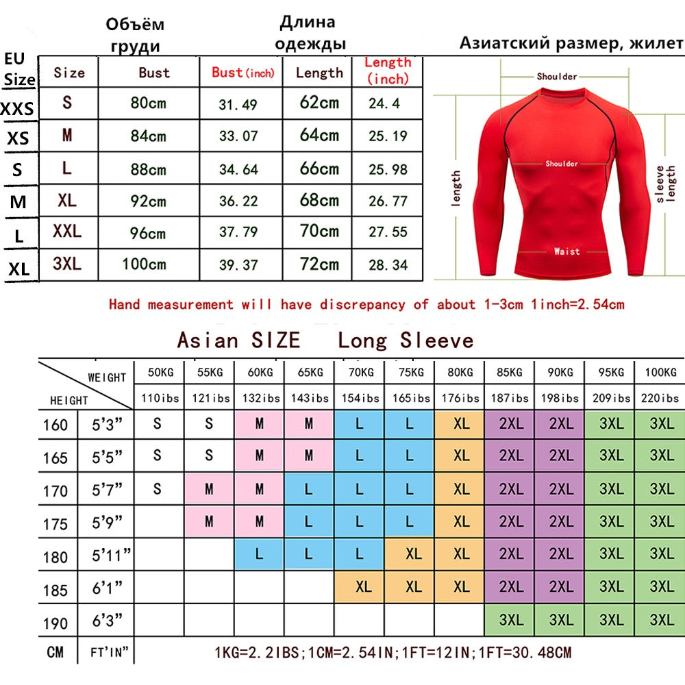 Sun Protection Sports Second Skin Running T-Shirt Men's Fitness Rashgarda MMA Long Sleeves Compression Shirt Workout Clothing