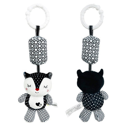 Stroller Bed Crib Hanging Bell Plush Doll Baby Infant Rattles Newborn Black White Visual Grab Ability Training Toy for Bebe Gift