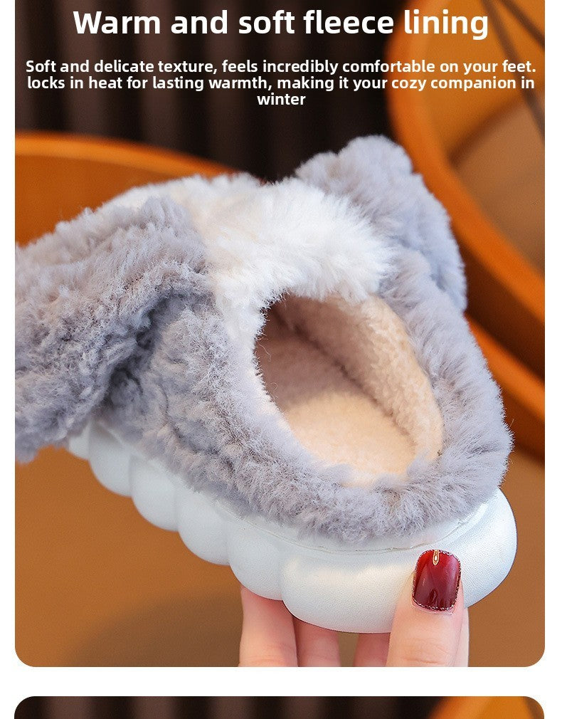 Kids Cotton Slippers Winter Boys Girls Non Slip Indoor Cute Dog Design Warm House Shoes for Children