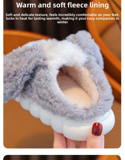 Kids Cotton Slippers Winter Boys Girls Non Slip Indoor Cute Dog Design Warm House Shoes for Children