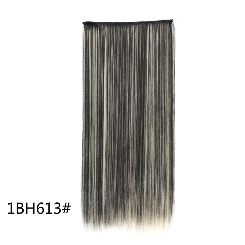 Alongamento de Cabelo Sintético Invisible Hair Extensions com 5 Clipes, 60cm, Liso, Resistente ao Calor, para Mulheres