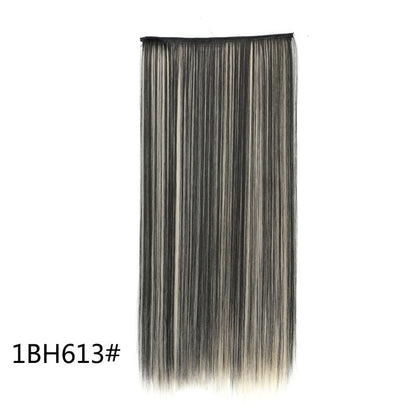 Alongamento de Cabelo Sintético Invisible Hair Extensions com 5 Clipes, 60cm, Liso, Resistente ao Calor, para Mulheres
