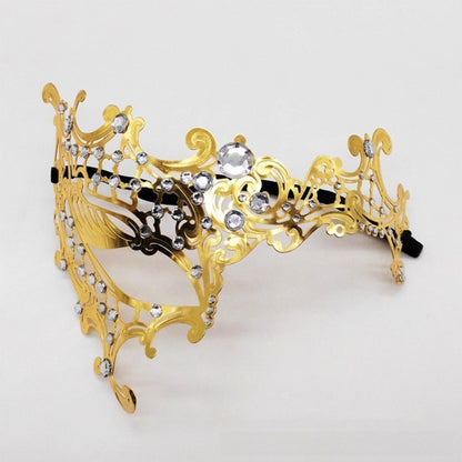 New Vintage Half Face Mask Lace Metal Elastic Bands Masquerade Party Mask Hollowed-out Diamond Inlaid Princess Mask