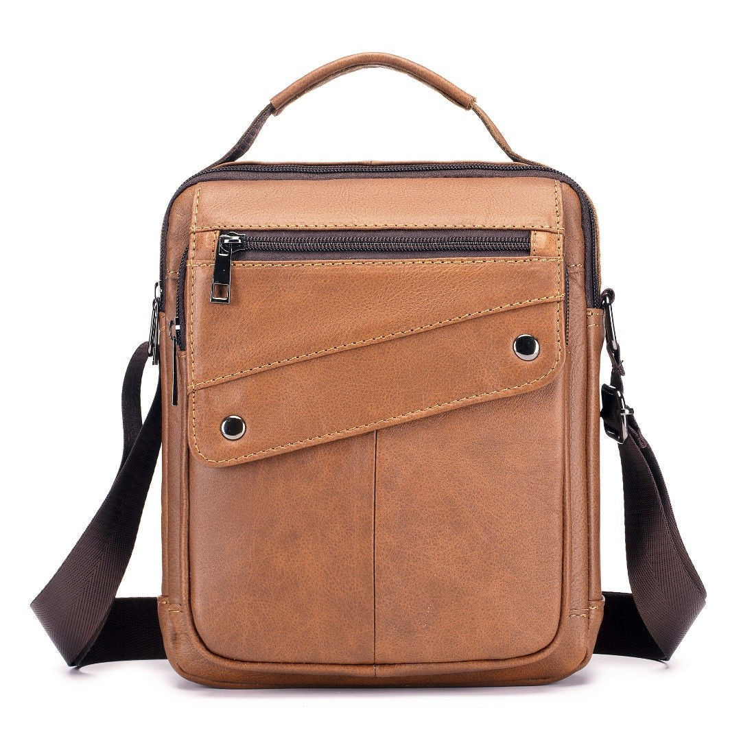 cowhide Large-capacity cowhide men's bag genuine leather single-shoulder bag high quality men's vertical crossbody bag as gift