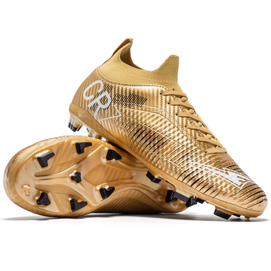 Unisex Soccer Shoes High-Tops Lace-Up Non-Slip Spikes Outdoor Sports Athletic Football Cleats for Professional Training Sneaker