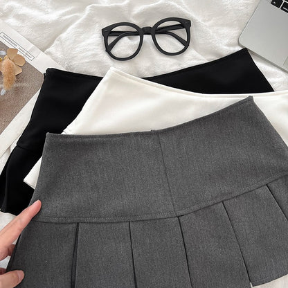 Low Waist Mini Skirt Y2K Black Low Rise Pleated Skort with Bulit-in Shorts Micro Miniskirt Women Teenage Girls Sweet Outfit