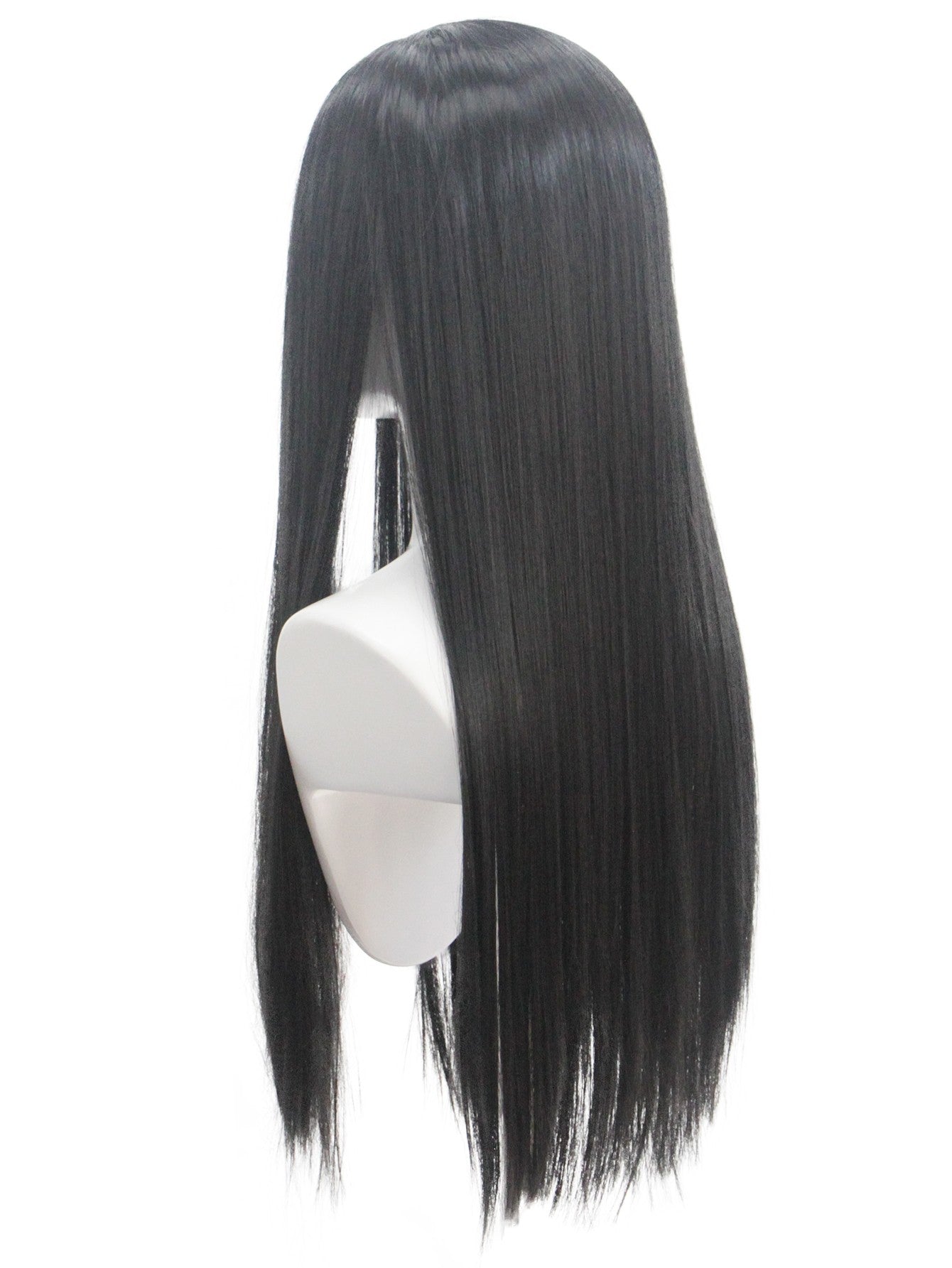 A Família Addams Personagem de Filme Peruca Preta Longa Lisa Sintética para Halloween Cosplay Peruca Adequada para o Filme