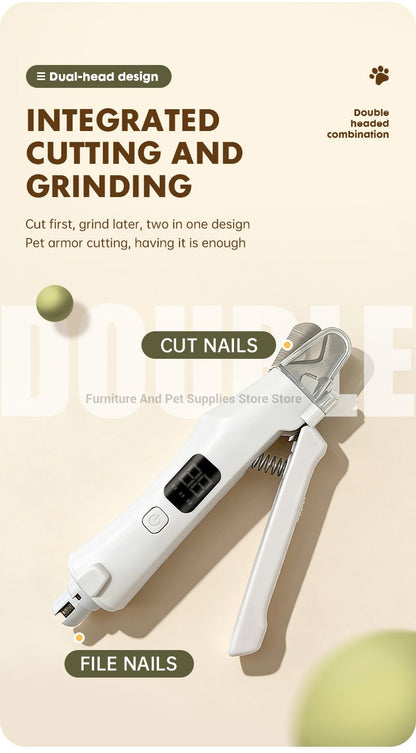 Aparador de Unhas Elétrico 2 EM 1 para Pets com Luzes LED Lixador de Unhas para Pets Aparador e Lixador de Unhas de Cães para Cães/Gatos de Pequeno, Médio e Grande Porte