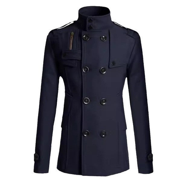 Men's Wool Blend Overcoat, Mid-Length Trench Coat Man, Autumn And Winter Mans Slim Fit Overcoat