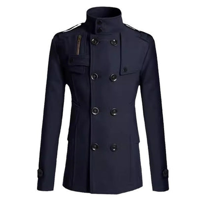 Men's Wool Blend Overcoat, Mid-Length Trench Coat Man, Autumn And Winter Mans Slim Fit Overcoat