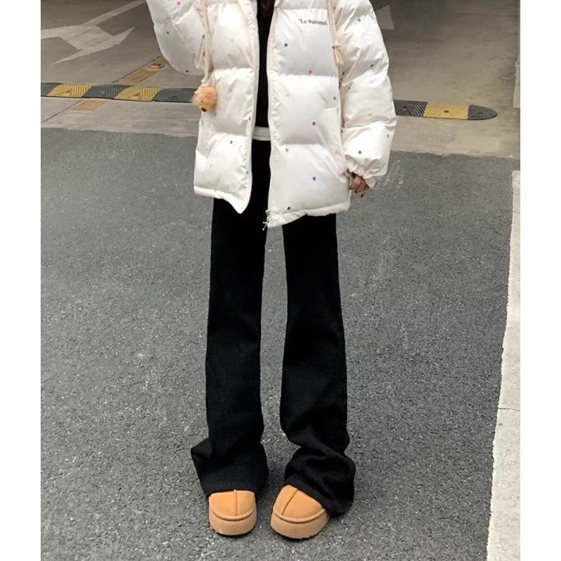 Low Waist White Denim Jeans Women's Spring Autumn 2025 New Design Slim Fit Bell Bot Wide Leg Pants Stand Fit Jeans