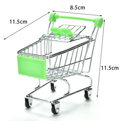 Mini Supermarket Shopping Trolley Cart Desktop Model Children's Toys Home Decoration Miniature