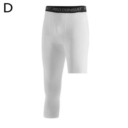 Men One Leg Compression Tights Pants Compression Polyester Sports Training Basketball Tights Pants Athletic Base Layer Tights