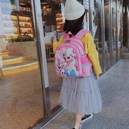 Mochila Escolar Infantil Feminina Disney Frozen 2 Elsa Princesa Desenho Animado Jardim de Infância Moda Viagem Dupla Alça Costa Criança Pequena Bagagem