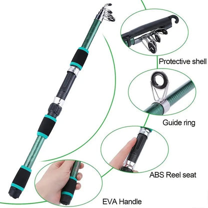 Kit Completo de Vara de Pesca com Vara Telescópica e Molinete Iscas Anzóis Kit de Pesca para Viagem
