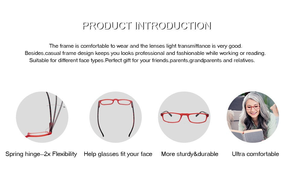 Women Men Reading Glasses Classic Small Rectangle Frame Spring Hinge Ulrta Comtable Wear Readers Eyeglass with Diopters