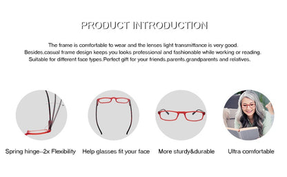 Women Men Reading Glasses Classic Small Rectangle Frame Spring Hinge Ulrta Comtable Wear Readers Eyeglass with Diopters