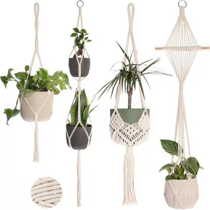 Hanging Plant Handmade Macrame Plant Hanger Flower Pot Planter Hanger Wall Decor Courtyard Garden Hanging Planter Hanging Basket