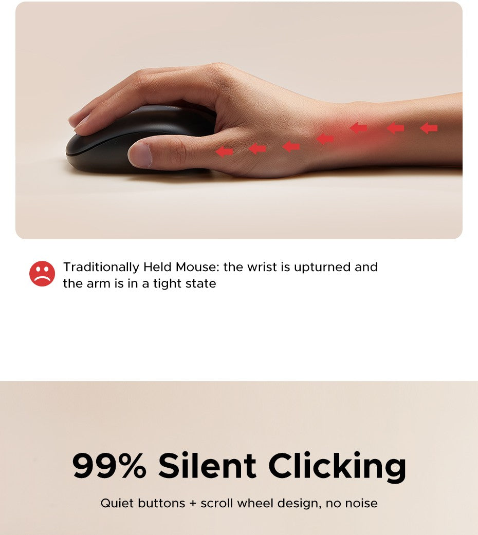 Mouse Sem Fio Vertical UGREEN 2.4G Ergonômico 4000DPI 6 Botões Silenciosos para MacBook, Tablet, Notebooks, Computador, PC, Mouse Preto e Rosa