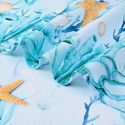 Ocean Nautical Coral Starfish Seashell Tablecloth Table Decor Waterproof Farmhouse Kitchen Dining Table Cloth Party Decoraitons
