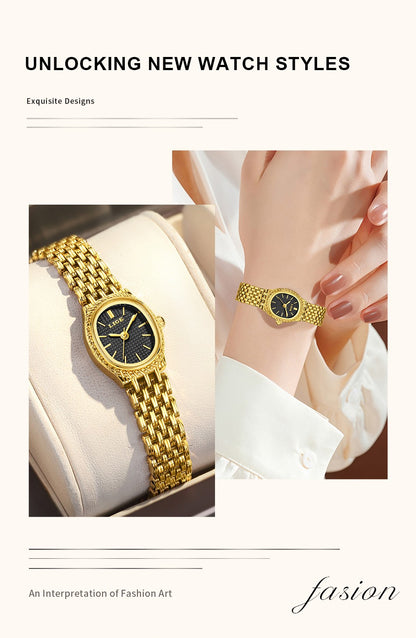 LIGE Golden Women Wristwatch Small Dial Ladies Gold Watch Bracelet Jewelry Quartz Lady Watch Compact Stylish Luxury Women Watch
