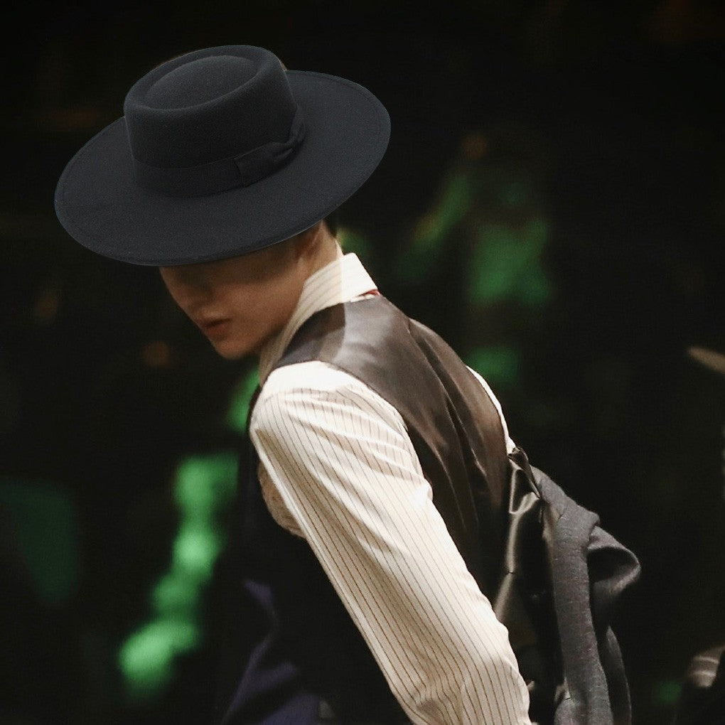 French Bow Tie Fedora Hat Winter Autumn Imitation Woolen Ladies Fedoras Top Wedding Jazz Hats Flat Top Felt Hat Bowler Hats