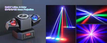 Datewink 65W Two-armed Moving Head Lights RGBW LED Stage Lighting Effect Projector DMX Remote Control For DJ Disco Wedding Party
