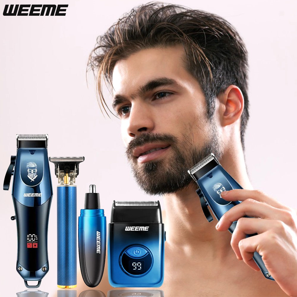 WEEME 4-in-1 Electric Hair Clipper Set for Men - Rechargeable Cordless Hair Trimmer Shaver Kit with Nose Ear Grooming Tools