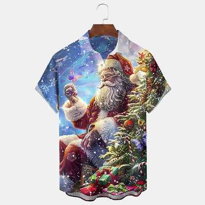 Christmas Humorous Funny Santa Claus Shirt For Men 3D Print Hip Hop Music Button Shirts Beer Party Fun Xmas Hawaii Shirt 2026