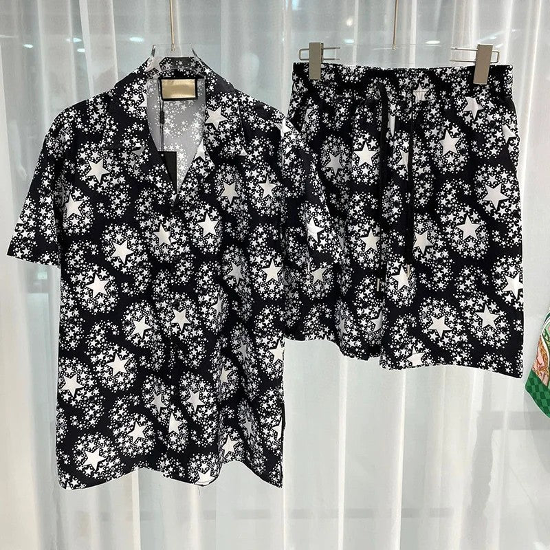 Vintage Men Shirts Sets Summer 3D Print Beach Short Sleeve Shirt Shorts Casual Trip Mens Hawaiian 2 Piece Suit S-2XL Man Blouse