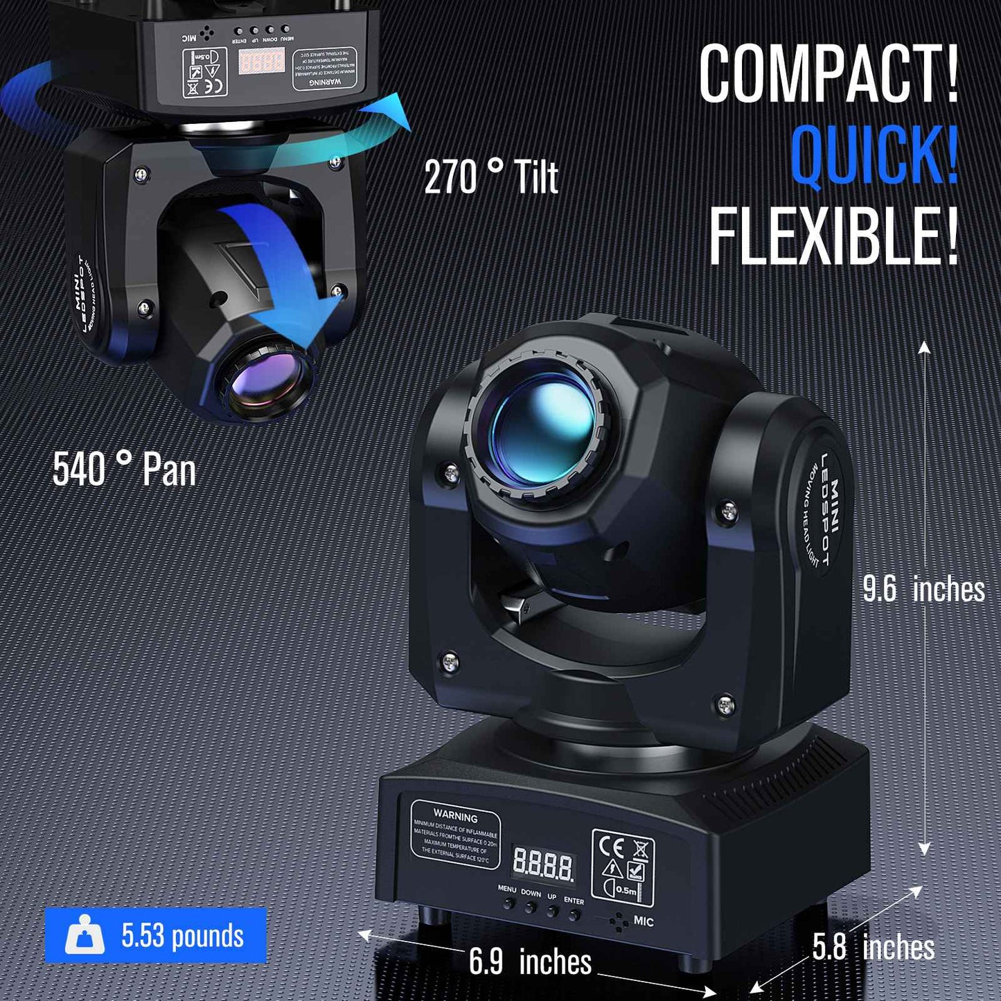2PCS 30W Spot Moving Head Light Beam Stage Effect Lighting Projector DMX Voice Control for Disco Party Concert Wedding Theater