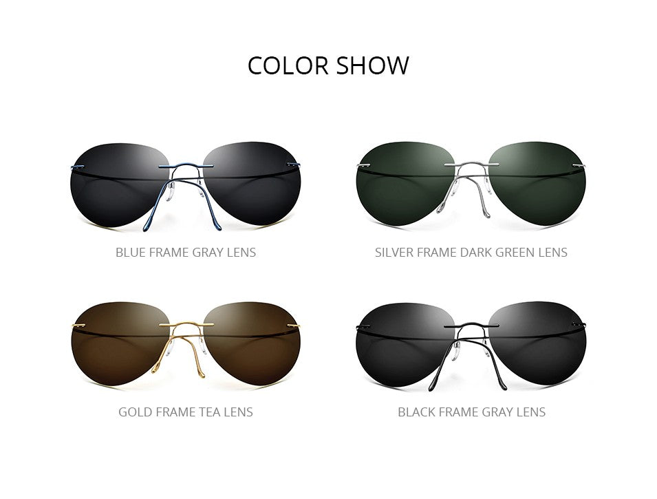 FONEX Titanium Rimless Sunglasses Men Ultralight Frameless Austria Pilot Aviador Polarized Sun Glasses for Women Shades 85695