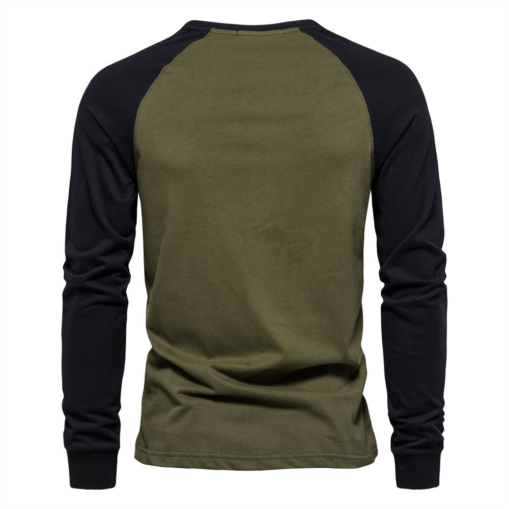 AIOPESON 100% Cotton Long Sleeve Men's T-shirt Solid Color Letter Print Casual T shirts for Men New Spring Tops Tee Men Clothing