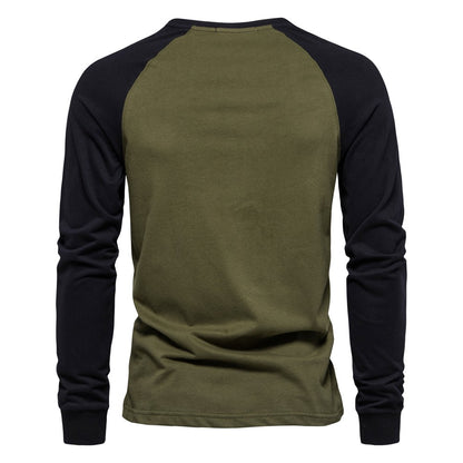 AIOPESON 100% Cotton Long Sleeve Men's T-shirt Solid Color Letter Print Casual T shirts for Men New Spring Tops Tee Men Clothing