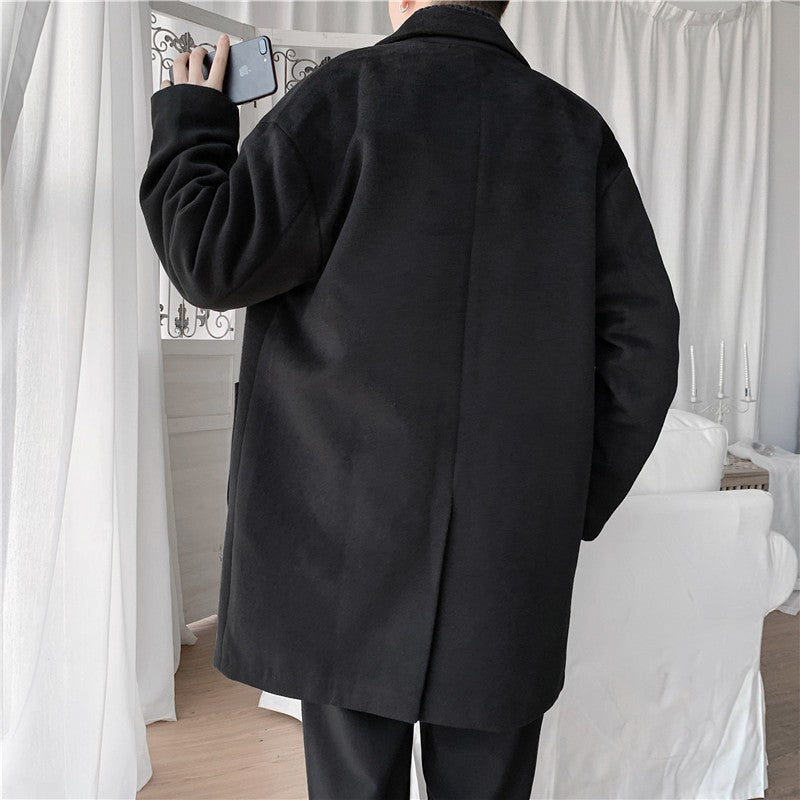 VERSMA Japanese Trendy Causal Vintage Winter Thick Wool Trench Coat Men Autumn Oversized Long Sleeve Male Overcoat Plus Size 5XL