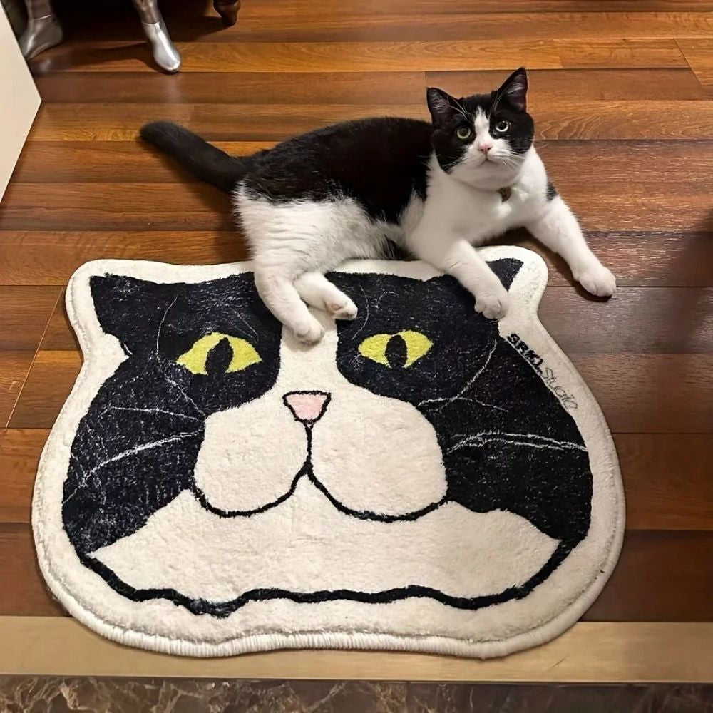 VIKAMA Cartoon Big Head Cat Floor Mats Waterproof Anti-Fouling Entrance Sofa Living Room Bedroom Home Decoration Carpet