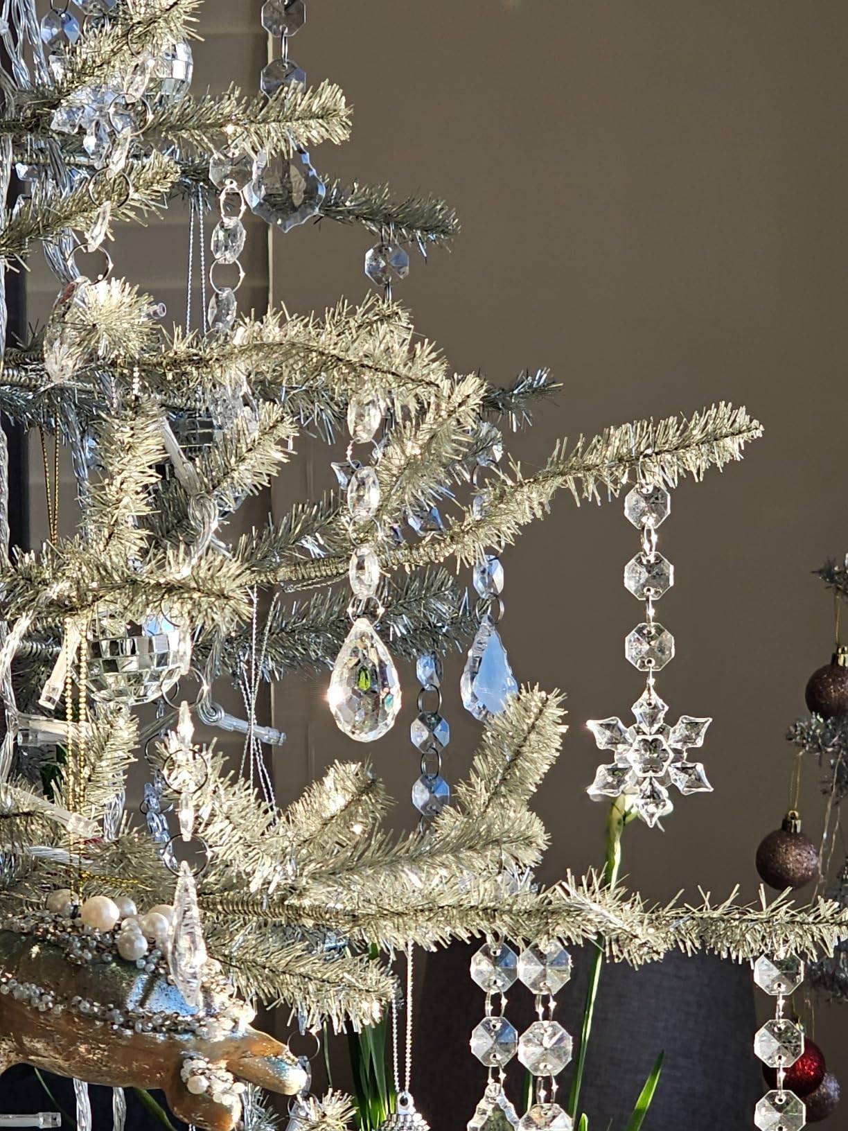 10/20/30 Pcs Snowflake Crystal Christmas Ornaments for Christmas Tree Decorations, Hanging Clear Acrylic Snowflake Ornaments