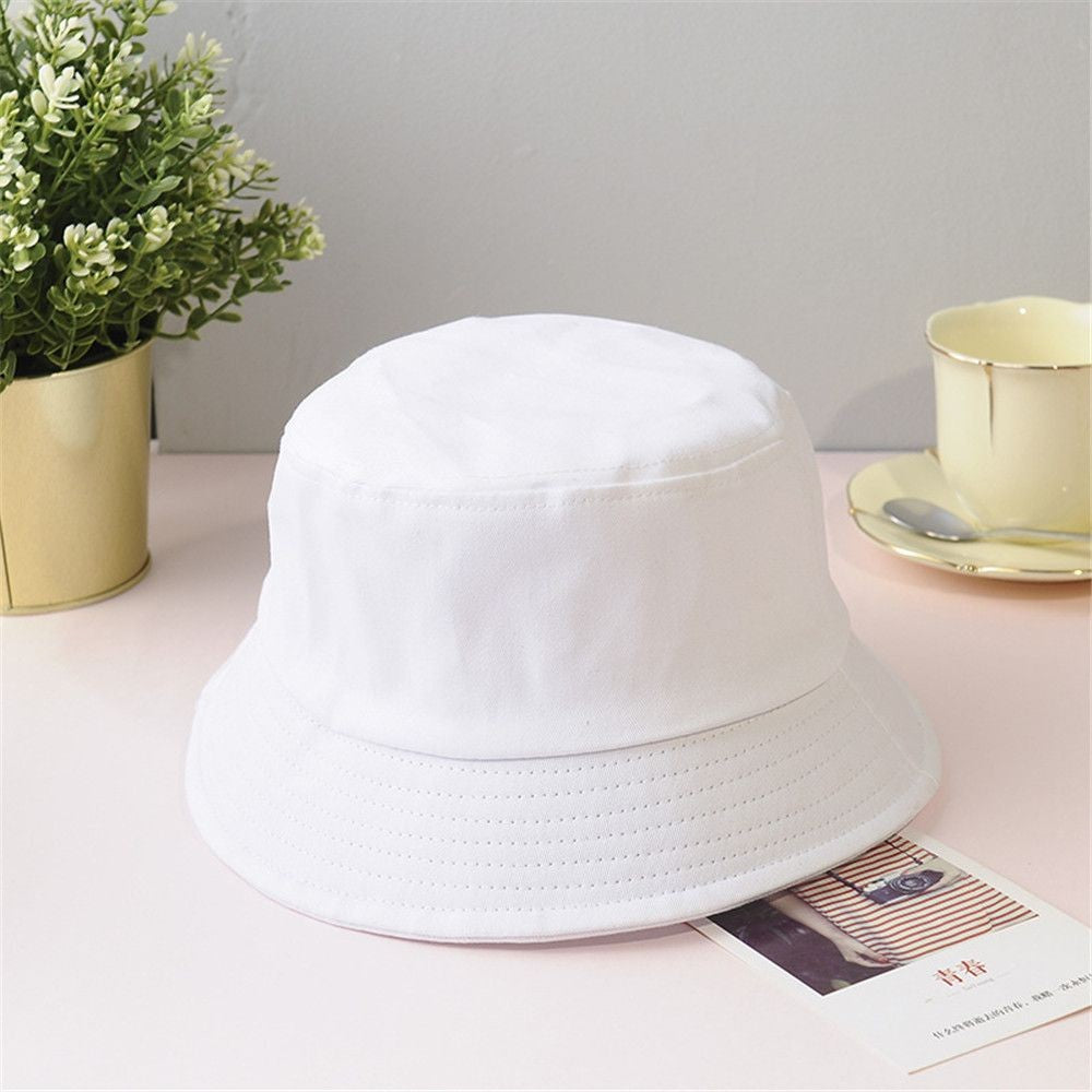 Cotton Summer Foldable Bucket Hat Unisex Women Outdoor Sunscreen Hat Pure Color Fishing Hunting Cap Men Basin Chapeau Beach Cap