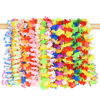 10/20/50pcs Hawaiian Flower Wreath Necklace Summer Tropical Birthday Party Decoration Luau Wedding Artificial Flower Garland Lei