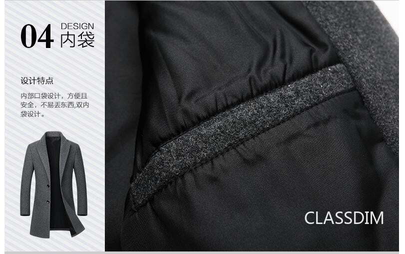 New Winter Men Cashmere Trench Coats Wool Blends Overcoats Business Casual Trench Long Jackets Male Slim Blends Coats Size 4XL