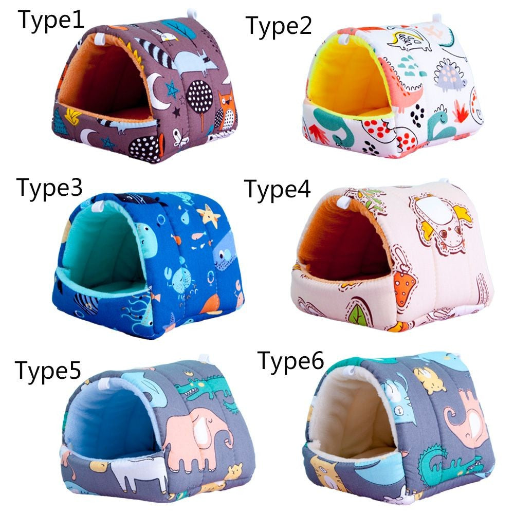 Inverno Bonito Desenho Animado Coelho Esquilo Mini Gaiola Ninho de Porquinho-da-Índia Pequenos Animais Ratos de Estimação Cama Casa de Hamster Quente Macia
