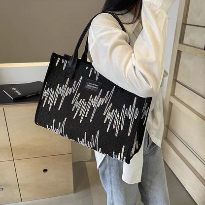 Large Capacity Canvas Bag Versatile Bag Women's Fashion Portable Shoulder Commuter Tote Bag Ethnic Style