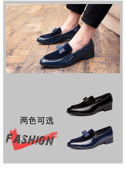 Yuppie Social Leather Shoes Men Classic Wedding Men's Dress Shoes Bow Formal Shoes For Men Slip On Loafers Man