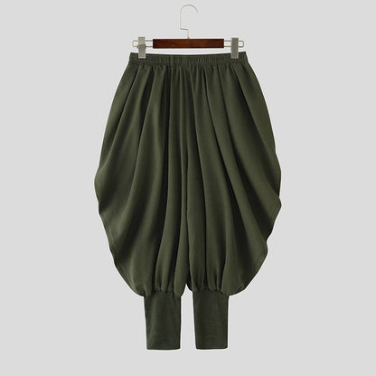 INCERUN Men Pants Solid Color Drawstring Joggers Casual Male Harem Pants Streetwear Loose Fashion Leisure Trousers Men S-5XL