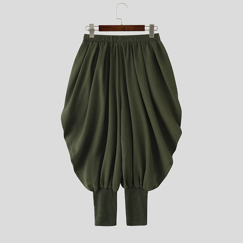 INCERUN Men Pants Solid Color Drawstring Joggers Casual Male Harem Pants Streetwear Loose Fashion Leisure Trousers Men S-5XL